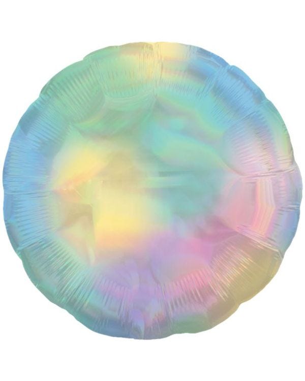 Pastel Rainbow Iridescent Circle Balloon - 18&quot; Foil