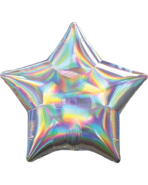 Silver Iridescent Star Balloon - 18&#039;&#039; Foil - unpackaged