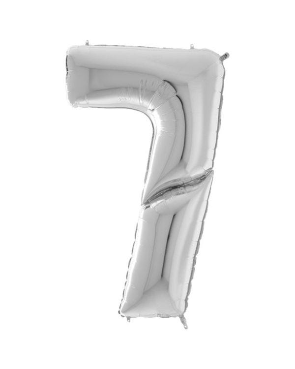 Number 7 Silver Foil Balloon - 64&quot;