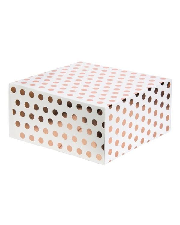Rose Gold Polka Dot Cake Box - 10&quot;