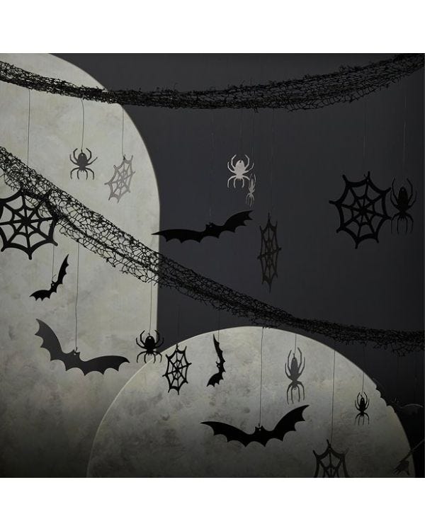 Webs, Bat &amp; Spider Backdrop (3pk)