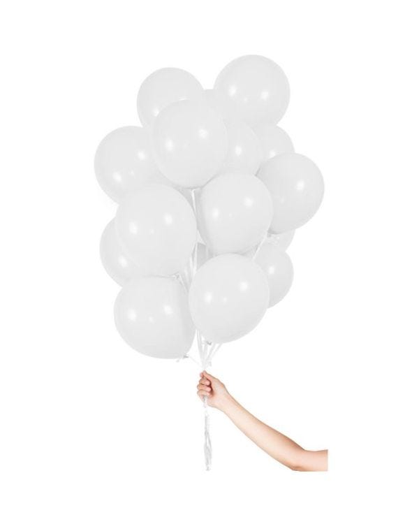 White Balloons with Ribbon - 9&quot; Latex (30pk)