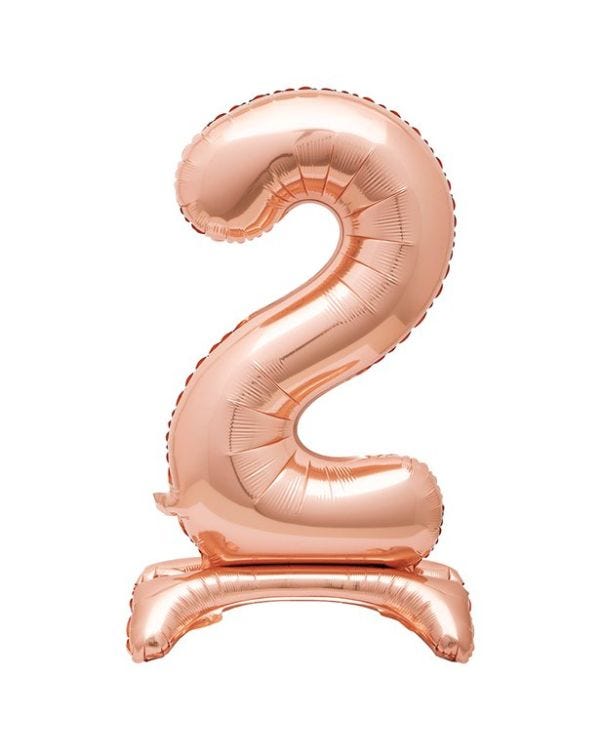 Number 2 Rose Gold Standing Balloon -  30&quot; Foil