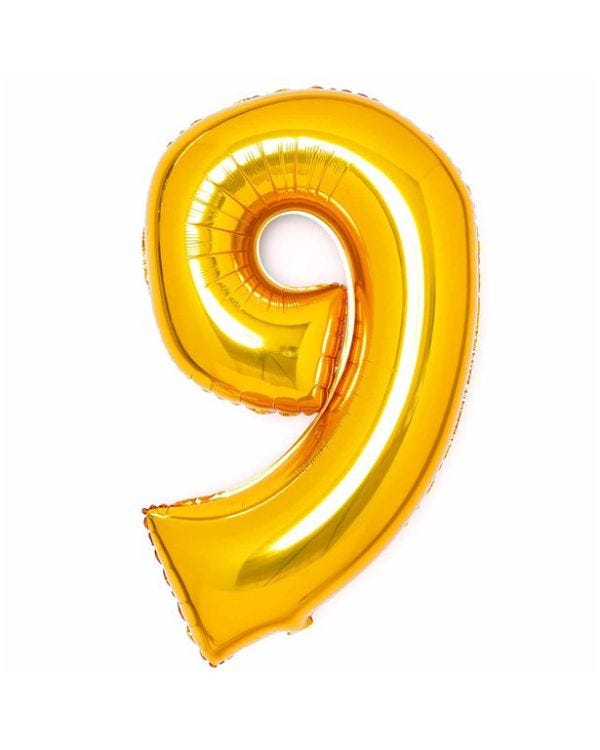 Number 9 Gold Foil Balloon - 34&quot;