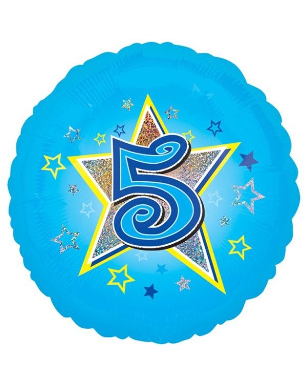 Age 5 Blue Stars Balloon - 18&quot; Foil