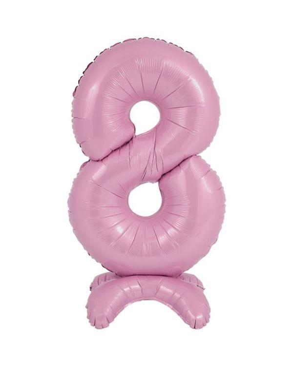 Number 8 Standing Pastel Pink Balloon - 25&quot; Foil