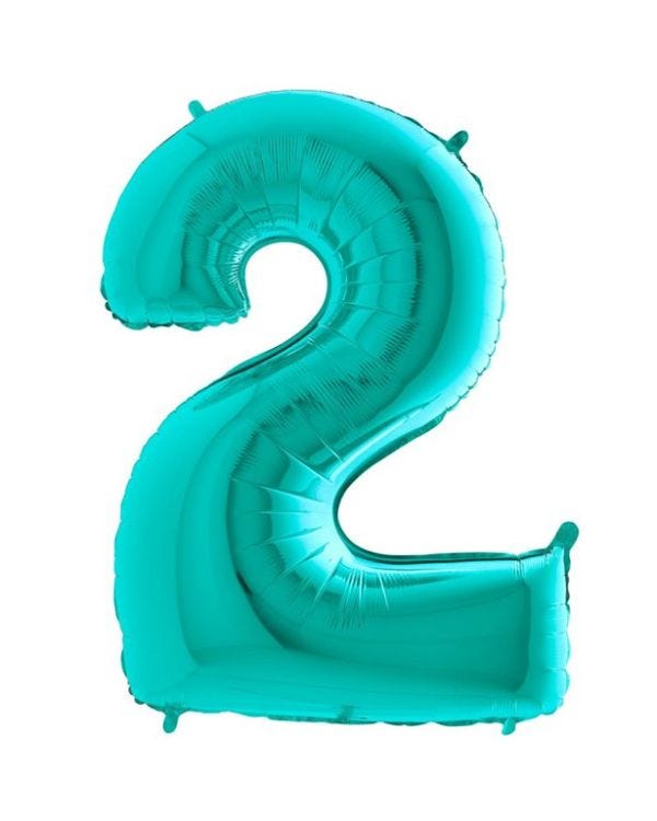Number 2 Tiffany Blue Foil Balloon - 40&quot;