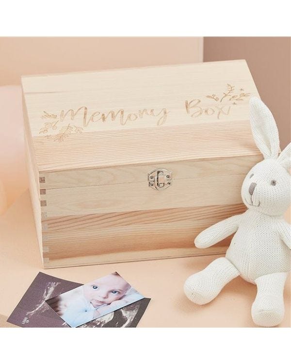Baby In Bloom Wooden Keepsake Memory Box