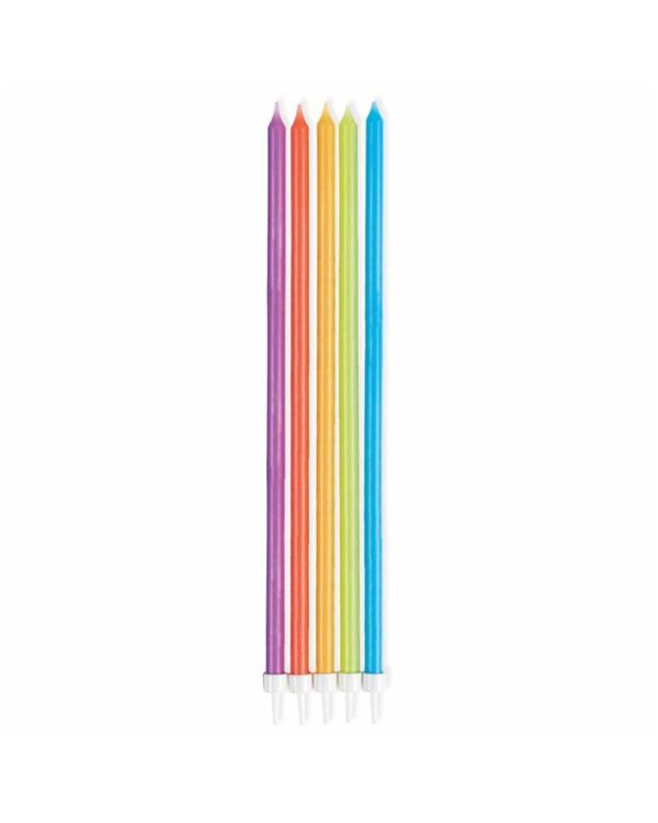 Colourful Assorted Tall Candles - 16cm (10pk)