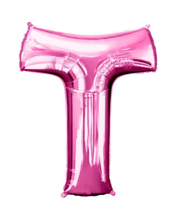 Pink Letter T Balloon - 34&quot; Foil