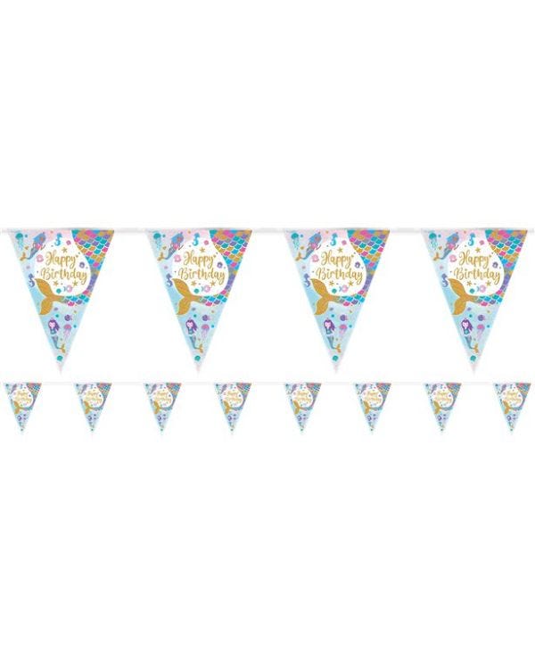 Iridecent Mermaid Happy Birthday Bunting - 3.9m
