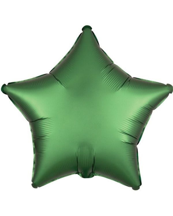 Emerald Green Star Satin Luxe Balloon - 18&#039;&#039; Foil - unpackaged