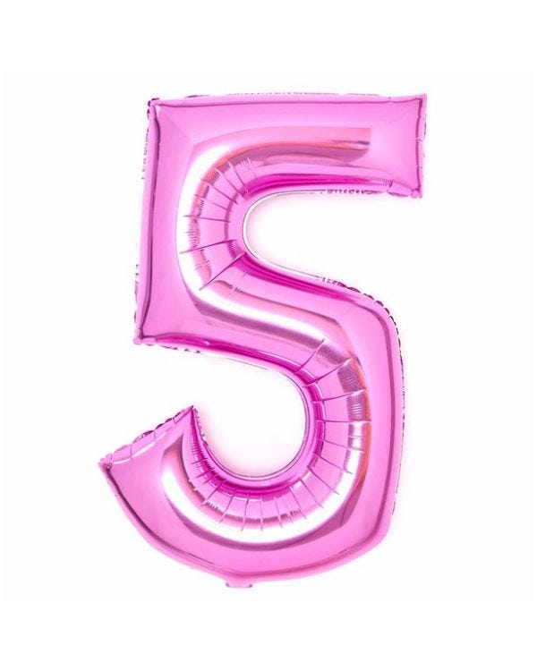 Number 5 Pink Foil Balloon - 34&quot;
