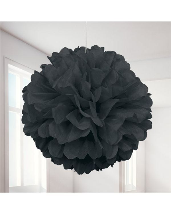 Black Pom Pom Decoration - 41cm