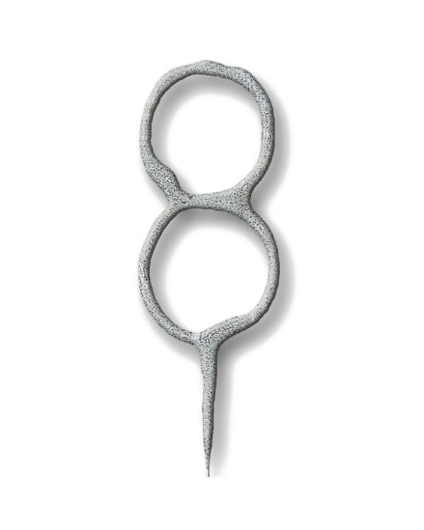 Silver Number 8 Sparkler Candle - 7&quot;