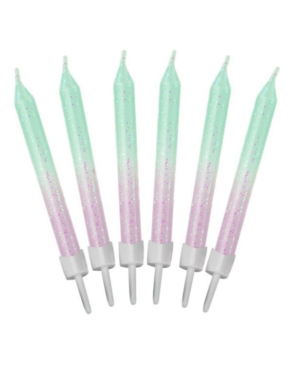 Pastel Ombre Glitter Candles - 6cm (20pk)