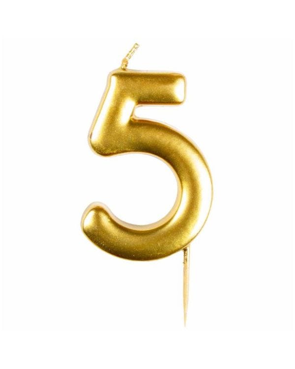 Number 5 Gold Candle