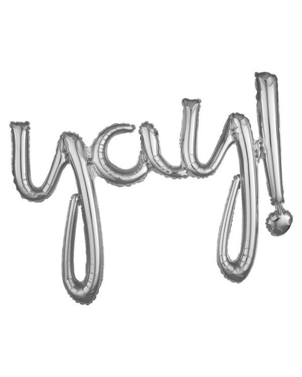 Silver Yay! Phrase Balloon - 35&quot; Foil