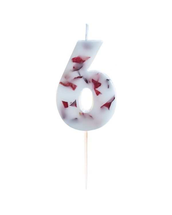 Pressed Petal Number 6 Candle - 9cm