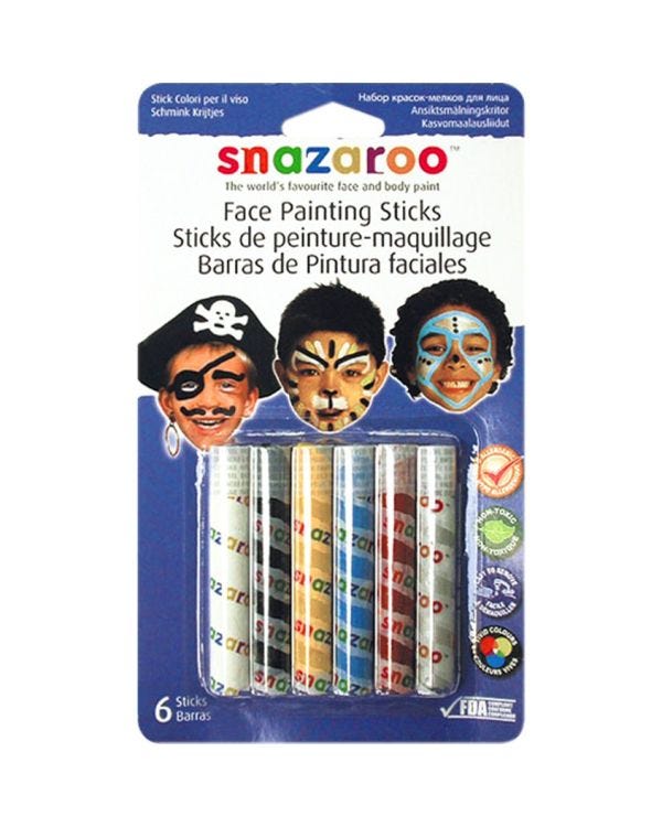 Snazaroo Boys Face Painting Sticks (6pk)