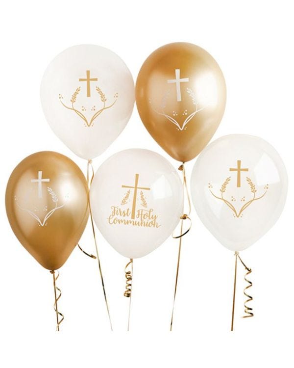 First Holy Communion Latex Balloons - 12&quot; (5pk)