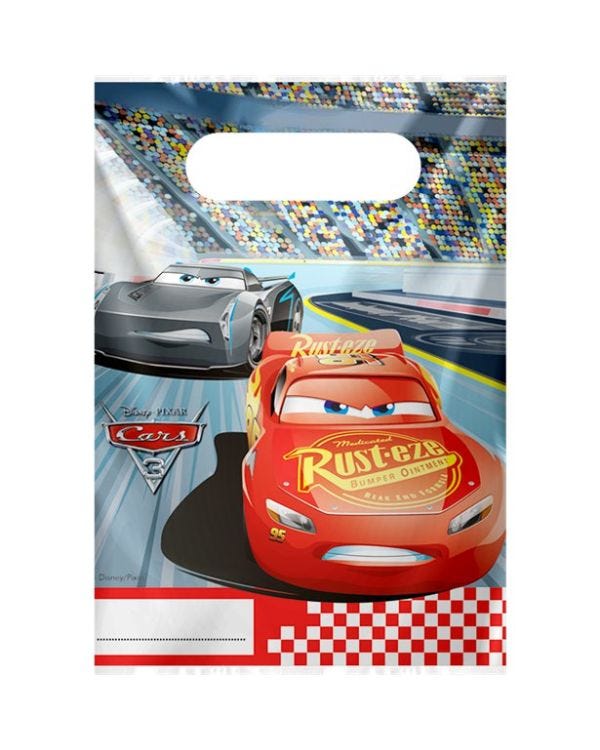 Disney Cars 3 Plastic Party Bags (6pk)