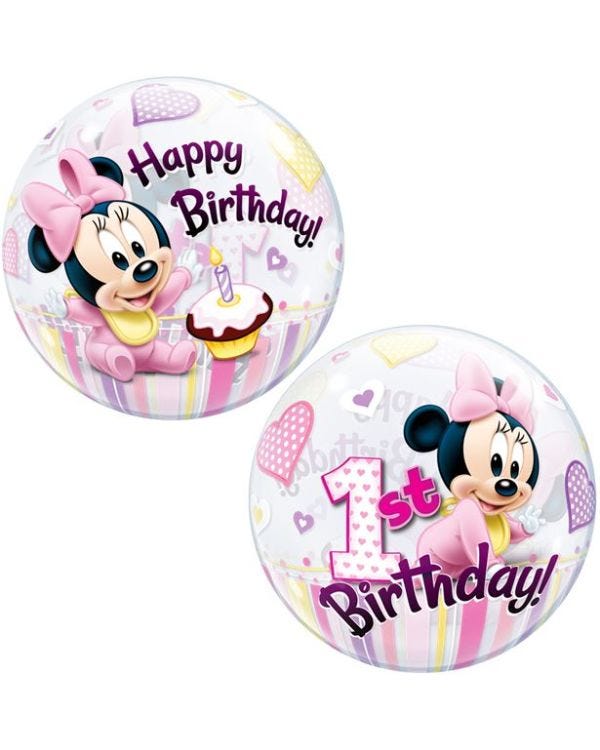 Minnie Mouse 1st Birthday Bubble Balloon - 22&quot;