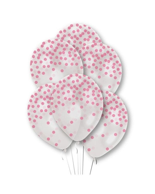 Pink Confetti Printed Latex Balloons - 11&quot; (6pk)