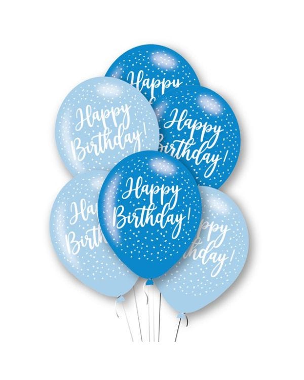 Happy Birthday Blue Latex Balloons - 11&quot; (6pk)