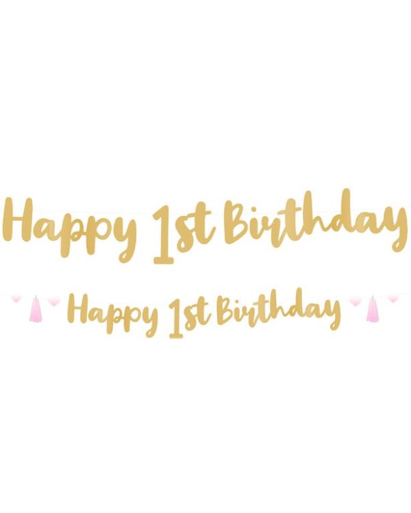 1st Birthday Pink Letter Banner - 1.8m