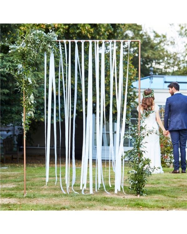 Botanical Wedding White Ribbon Hanging Backdrop