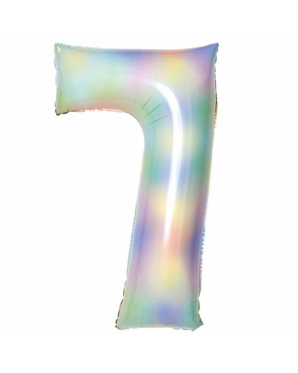 Number 7 Pastel Rainbow Foil Balloon - 34&quot;