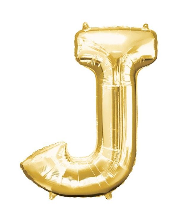 Gold Letter J Balloon - 16&quot; Foil