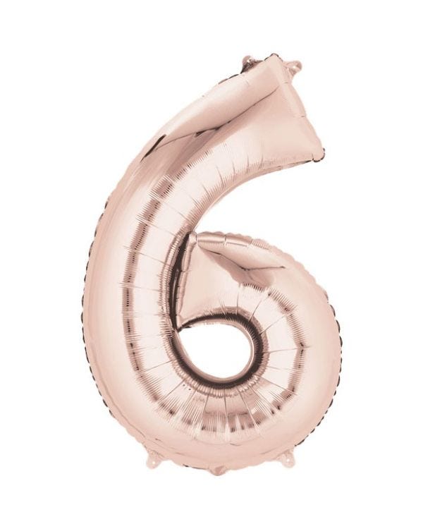 Rose Gold Number 6 Air Filled Balloon - 16&quot; Foil