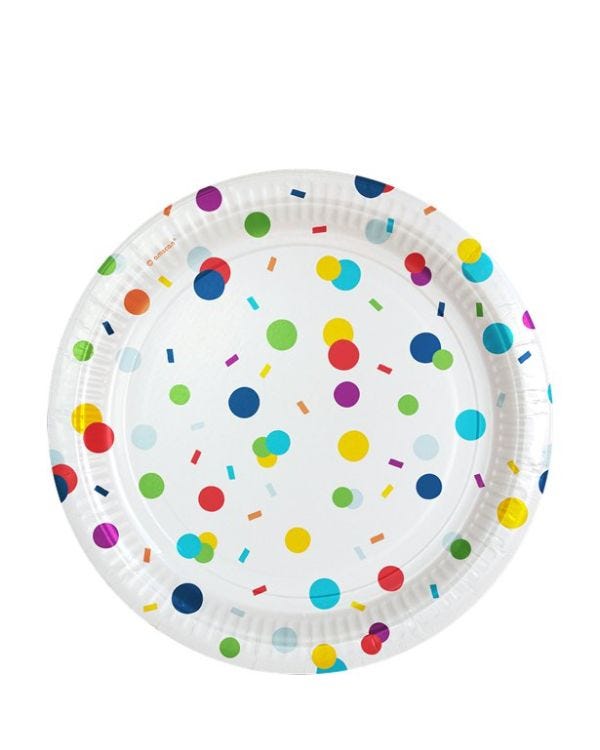 Confetti Birthday Paper Dessert Plates - 18cm (8pk)