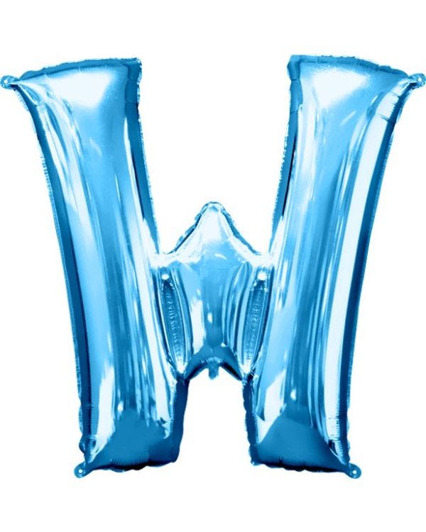 Blue Letter W Balloon - 34&quot; Foil
