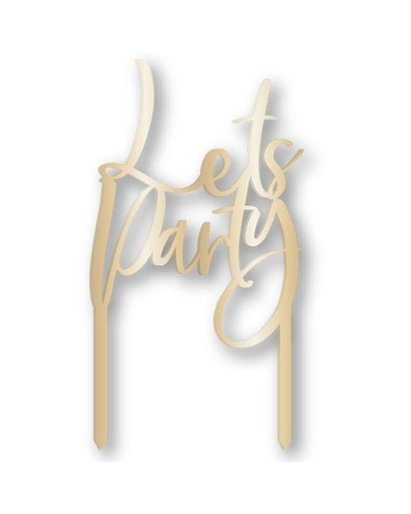 Gold Metallic Let&#039;s Party Cake Topper - 18cm