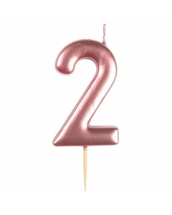 Number 2 Rose Gold Candle