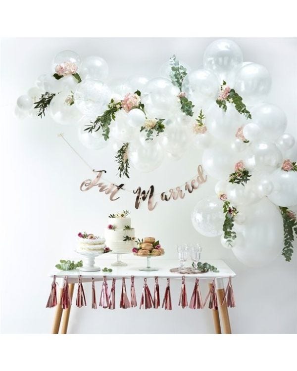 White Balloon Arch - 70 Balloons