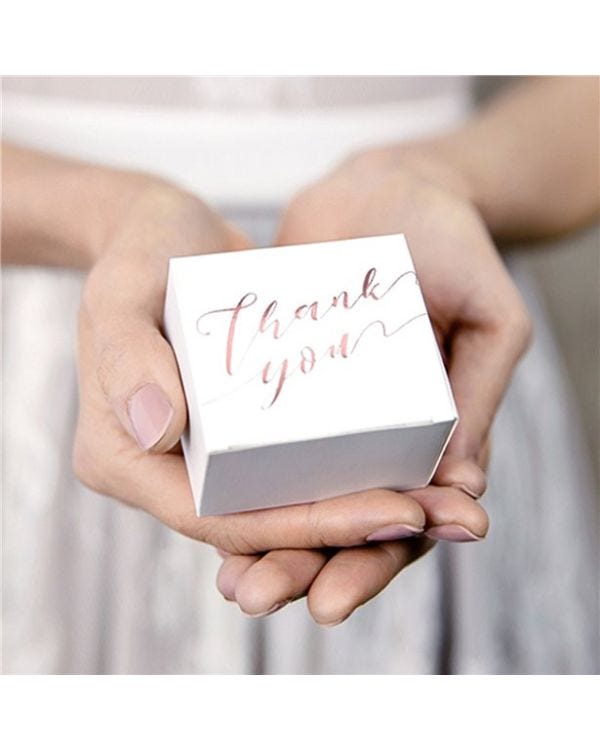 Rose Gold Thank You Favour Boxes (10pk)