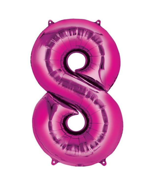 Pink Number 8 Air Filled Balloon - 16&quot; Foil