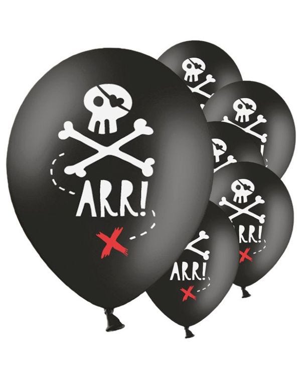 Pirate Skull Balloons - 12&quot; Latex (6pk)