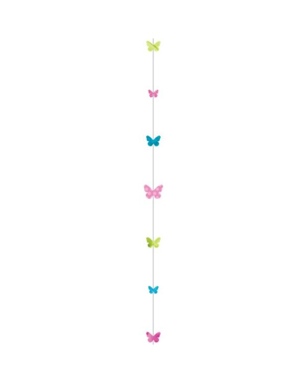 Glitter Butterflies Paper Balloon Tail - 1.8m