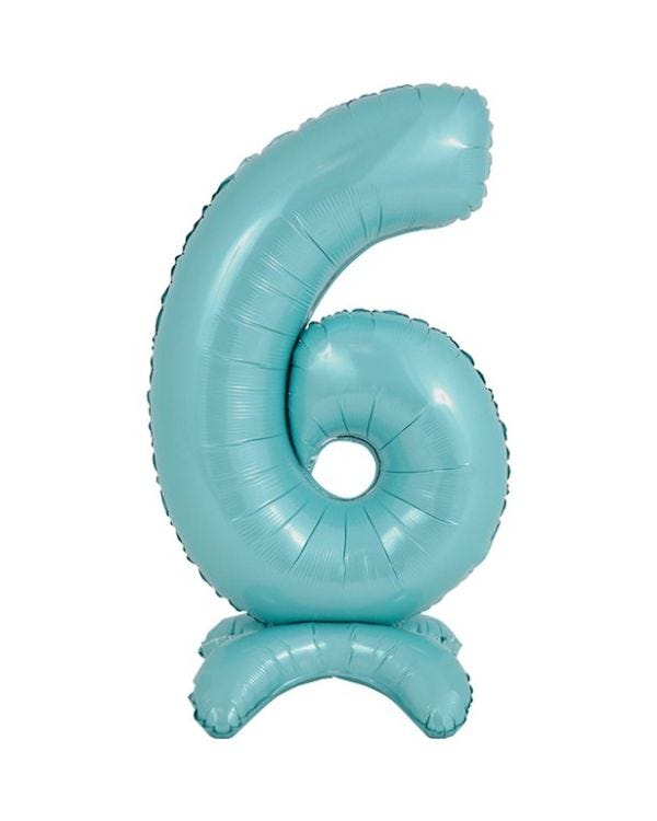 Number 6 Standing Pastel Blue Balloon - 25&quot; Foil