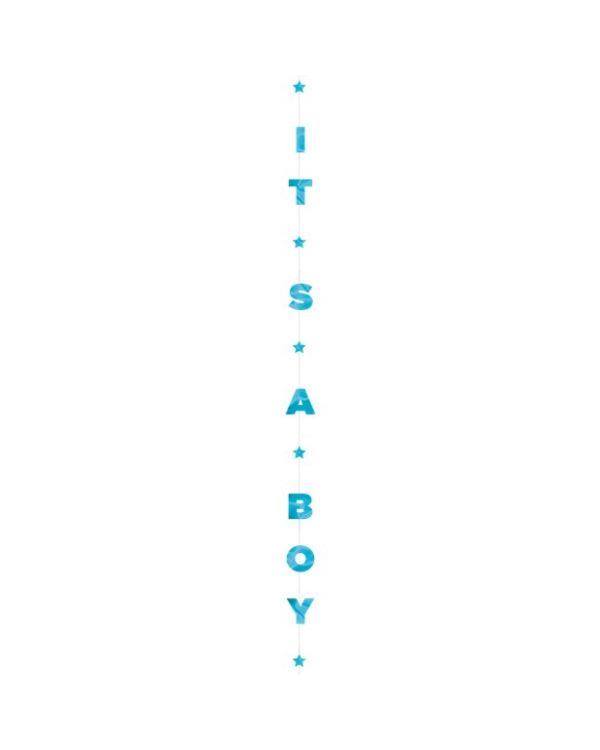 Its A Boy Glittery Balloon Tail - 1.8m
