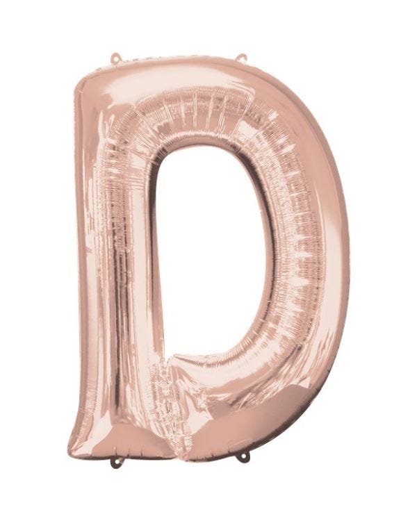 Rose Gold Letter D Balloon - 34 Foil