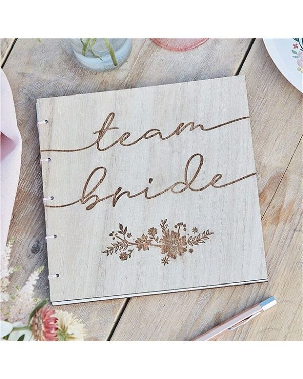 Boho Wooden Team Bride Hen Party Guest Book