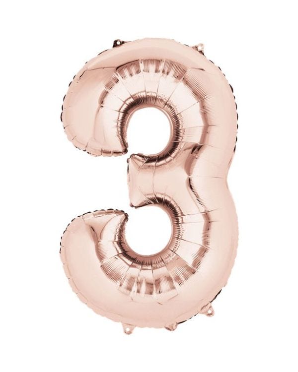 Rose Gold Number 3 Air Filled Balloon - 16&quot; Foil