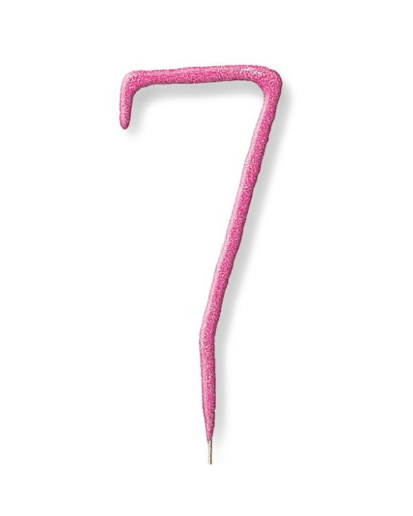 Pink Number 7 Sparkler Candle - 7&quot;