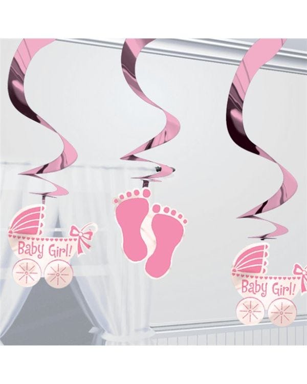 Baby Girl Hanging Swirl Decoration (5pk)